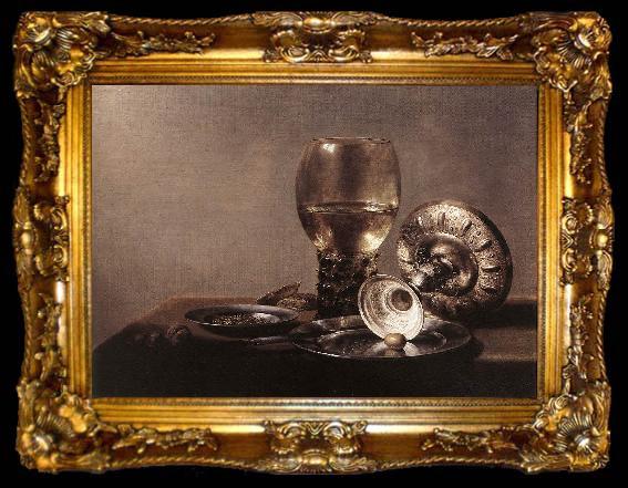 framed  CLAESZ, Pieter Still-life with Wine Glass and Silver Bowl dsf, ta009-2